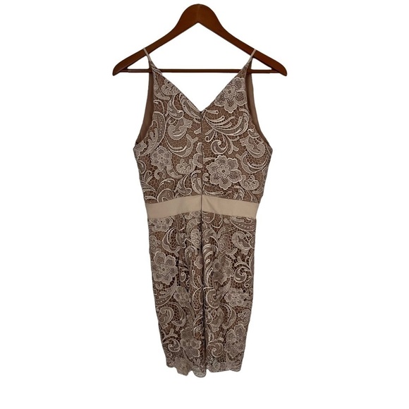 DRESS THE POPULATION Ava Nude Lace Mini Dress - Picture 3 of 8